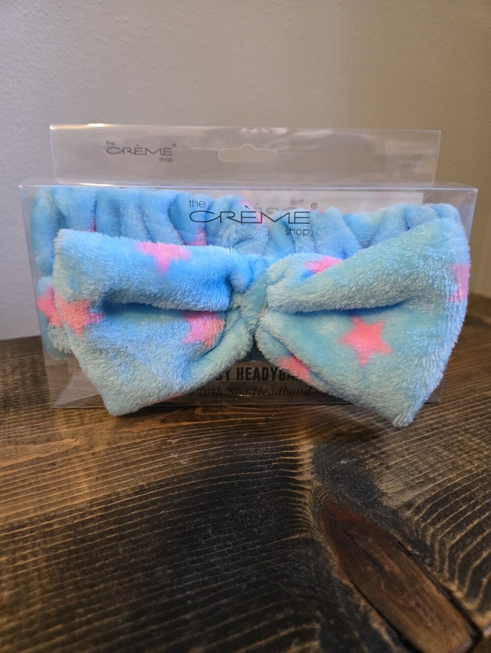 The Creme Shop Spa Teddy Headband - Blue With Pink Stars